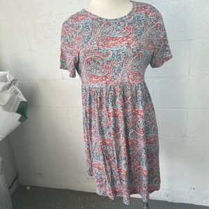 LONGYUAN Women's Paisley Print Short Sleeve Casual Dress XL